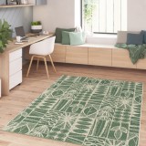 Covor Premium Belgian Model Sparta 17503-062, Marime 80 x 150 cm, Verde, Antialergic, Polipropilena, Living, Dormitor, Sufragerie, Birou