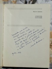 Aventura nocturna - Manole Auneanu Contine dedicatie, data si semnatura autorului