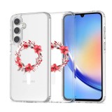 Husa pentru samsung galaxy a36 5g, atasare magnetica, magsafe, pink wreath 19, clear