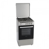 RESIGILAT &ndash; ARAGAZ GAZ HEINNER HFSC-V50SL, 4 arzatoare, Gaz, Latime 50cm, Dispozitiv de siguranta plita/cuptor, Silver