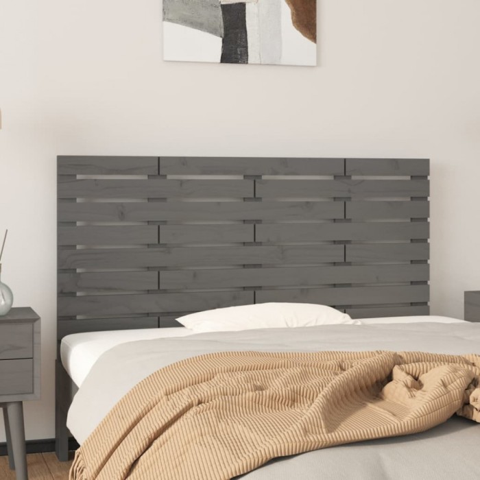 Gossi tablie de pat pentru perete, gri, 126x3x63 cm, lemn masiv pin