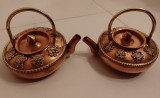 Set de 2 ceainice in stil oriental din cupru și elemente din bronz