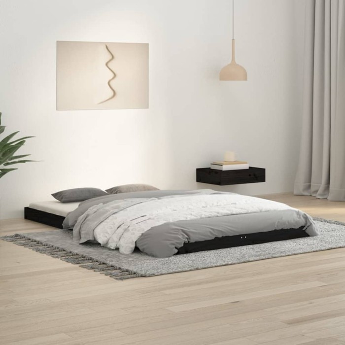 vidaXL Cadru de pat Small Double 4FT, negru, 120x190 cm lemn masiv pin