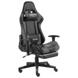 Cumpara ieftin Scaun de jocuri pivotant cu suport de picioare, gri, PVC