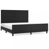 Cumpara ieftin Cadru de pat cu tablie, negru, 180x200 cm, piele ecologica