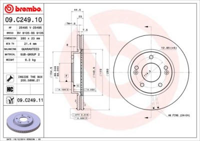 BREMBO 09.C249.11 PRIME LINE - UV Coated Disc frana foto