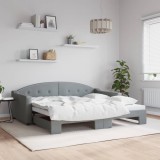 Cumpara ieftin Pat de zi cu extensie, gri deschis, 90x190 cm, textil