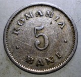 Moneda Romania 5 Bani 1900, Varianta Cruce Spre Stanga, Nichel, KM# 28