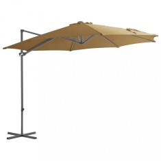 vidaXL Umbrelă consolă de grădină, st&acirc;lp din oțel, taupe, 300 cm