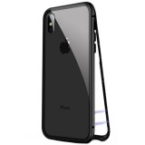Husa magnetica Apple iPhone Xs Max - Sticla Securizata Fata+Spate 360 grade, Cadru metalic, Black