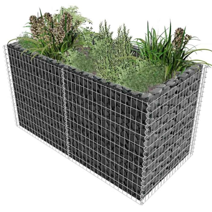 Strat &icirc;nălțat gabion, argintiu, 180 x 90 x 100 cm, oțel