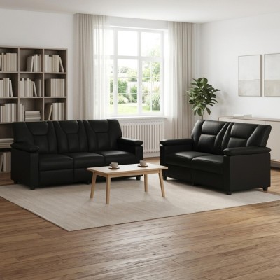 Set de canapea 2 pcs Negru Piele artificiala foto