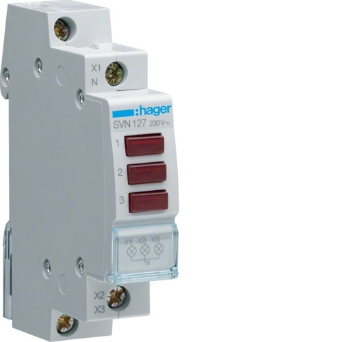 Lampa semnalizare 230V Hager 3Xrosu SVN127