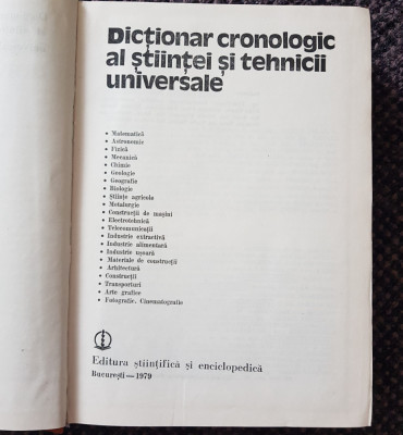 Dicționar cronologic al științei și tehnicii universale 1979 foto