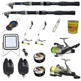 Set complet de pescuit sportiv cu lanseta Wind Blade de 3 m, mulinete Cobra, 2 senzori, guta, cantar, swingeri si boabe