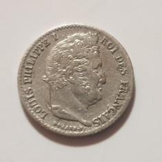 Franța 1/4 francs / franc 1841 A / Paris argint Philippe l foto