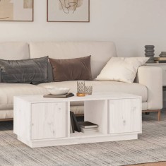 vidaXL Măsuță de cafea, alb, 110x50x40 cm, lemn masiv de pin 814425