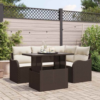 vidaXL Set de canapele pentru grădină 5 pcs Maro 100 x 55 x 73 cm 3357191 foto
