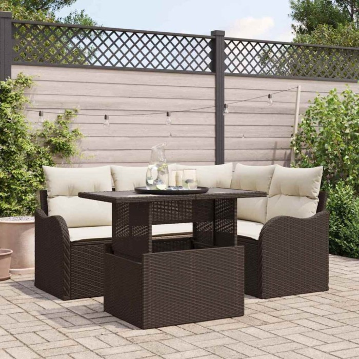 vidaXL Set de canapele pentru grădină 5 pcs Maro 100 x 55 x 73 cm 3357191