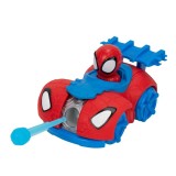 Vehicul cu lansator de sageti si figurina, Spidey and His Amazing Friends, Spidey, Albastru
