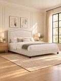 Pat Albert 180x200 cm Tapitat Stofa Bej Somiera Inclusa (cod ML 1617)