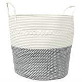 Cumpara ieftin Cos de depozitare, gri si alb, &Oslash;43x38 cm, bumbac