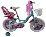 Bicicleta copii Belderia Linda, culoare turcoaz, roata 14 , cadru din otel