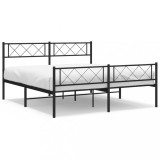 Cumpara ieftin Cadru pat metalic cu tablie de cap/picioare, negru, 140x200 cm