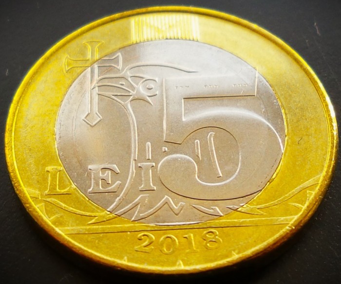 Moneda 5 LEI - Republica MOLDOVA, anul 2018 * cod 1151 = UNC din FASIC BANCAR
