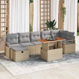 VidaXL Set de canapele pentru grădină cu pernă 8 pcs Bej Rattan poli