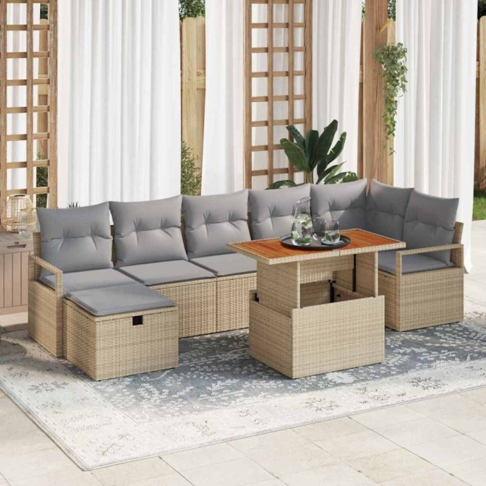 vidaXL Set de canapele pentru grădină 8 pcs Bej poliratan