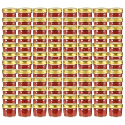 vidaXL Borcane din sticlă pentru gem, capace aurii, 96 buc, 110 ml 50797 foto