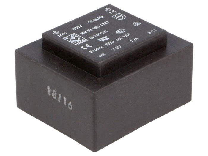 Transformator PCB &icirc;ncapsulat 7VA 7,5V
