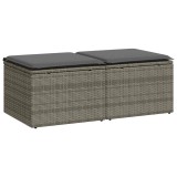 Cumpara ieftin Set mobilier gradina cu perne 2 piese gri poliratan/lemn acacia