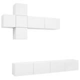 Cumpara ieftin Set dulapuri TV, 7 piese, alb, lemn prelucrat