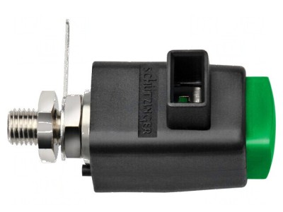 Clemă de laborator verde 300VDC 16A nichel 29mm foto
