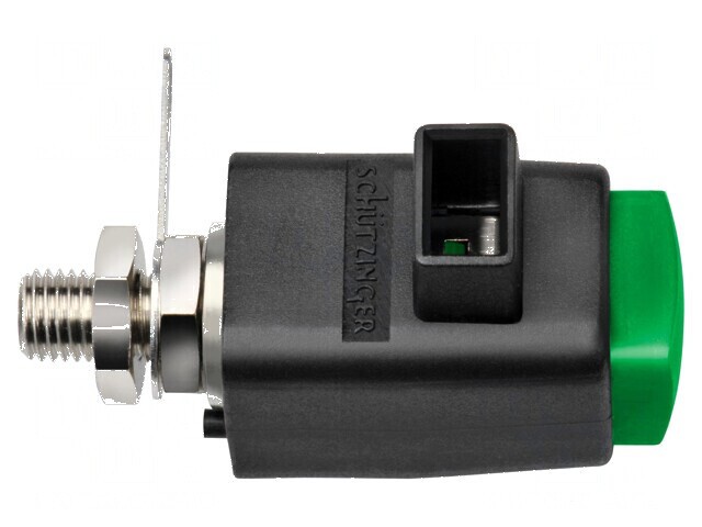 Clemă de laborator verde 300VDC 16A nichel 29mm