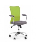 Scaun birou copii HM Andy, Mesh/Stofa, Ergonomic, Cadru Cromat, Inaltime ajustabila, Mecanism balansare, 102 Kg, Verde