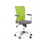 Scaun birou copii HM Andy, Mesh/Stofa, Ergonomic, Cadru Cromat, Inaltime ajustabila, Mecanism balansare, 102 Kg, Verde