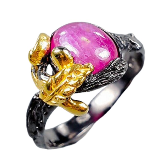 Inel bijuterie din argint 925 floral cu rubin