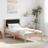 vidaXL Cadru de pat cu tăblie tapițată Negru 75 x 190 cm țesătură 878301