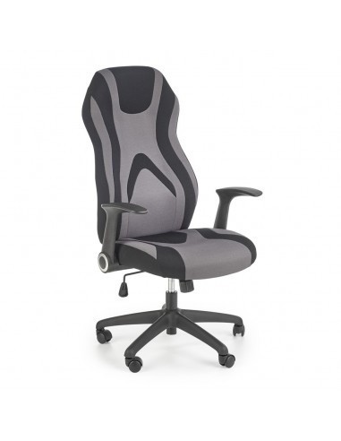 Scaun directorial HM Jofrey, gaming, tapiterie stofa, cadru polipropilena, mecanism de balans, cotiere incluse, 100 kg, gri/negru