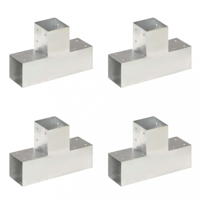 Conectori de grindă, 4 buc, formă T, 91x91 mm, metal galvanizat