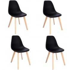 Scaune stil scandinav, PP, lemn, negru, set 4 buc, 46x52x82 cm, Ada, Jumi foto
