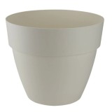 Ghiveci din plastic Gardena Lux, cu suport scurgere, interior / exterior, rotund, vanilie, 47 x 39.5 cm
