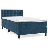 Cumpara ieftin Pat box spring cu saltea, albastru inchis, 80x200 cm, catifea