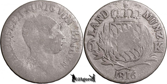 1816, 6 Kreuzer - Maximilian I Iosif - Regatul Bavariei