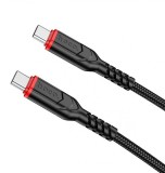Cablu transfer date si incarcare Hoco X59 USB-C - USB-C PD60W QC3.0 2m, Negru