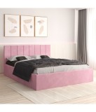 Pat Tapitat Sorin Roz + Saltea Lux Ortopedica 140x200cm