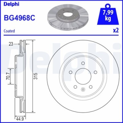 Set discuri frana spate DELPHI, Opel Insignia B Country Tourer (Z18), 06.2017-, Insignia B Grand Sport (Z18), 03.2017-, Insignia B Sports Tourer (Z18 foto